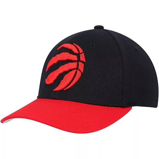 Mens Mitchell & Ness Black/Red Toronto Raptors MVP Team Two-Tone 2.0 Stretch-Snapback Hat Product Image