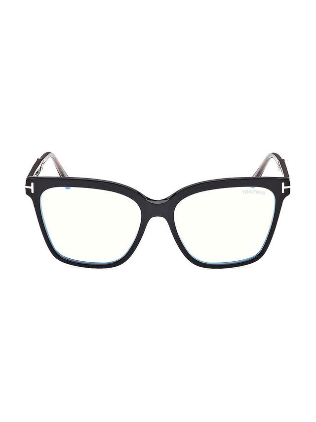 Womens 56MM Square Blue Block Glasses Product Image