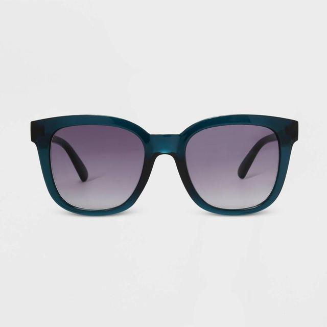 Womens Shiny Plastic Square Sunglasses with Gradient Lenses - Universal Thread Teal Product Image