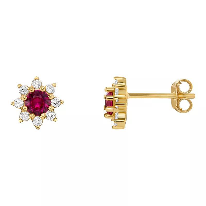 PRIMROSE Birthstone Cubic Zirconia Flower Stud Earrings, Womens, Gold Tone Jan Product Image