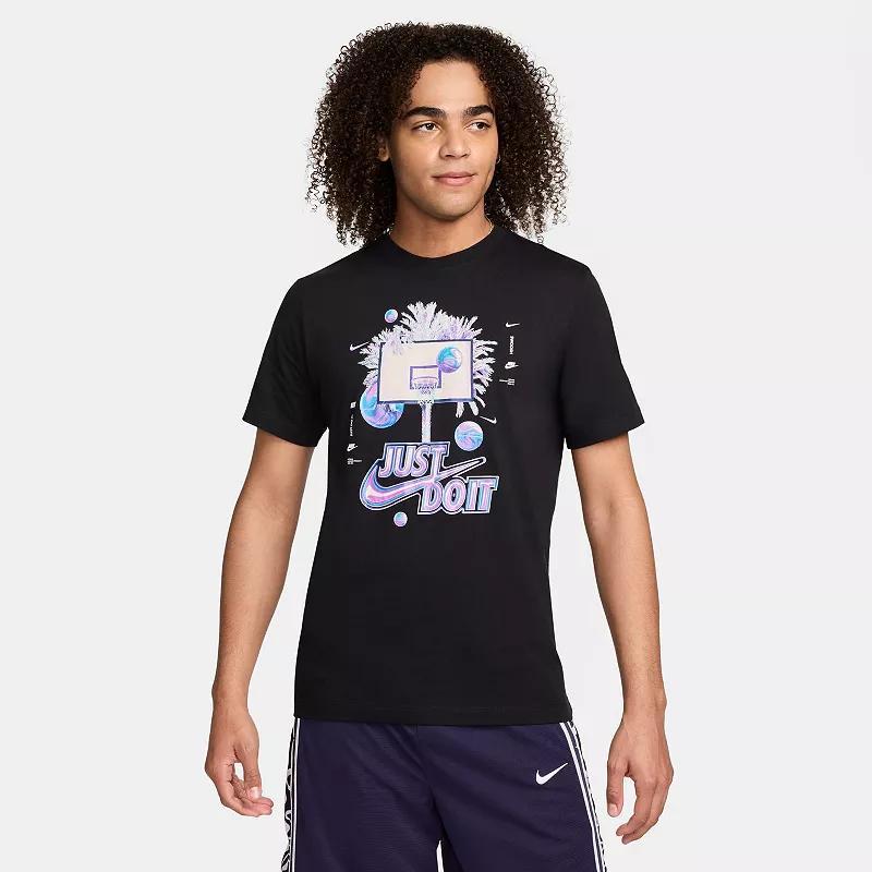 Mens Nike Iridescent Holo Chromed Print Basketball Swoosh Graphic Tee Product Image