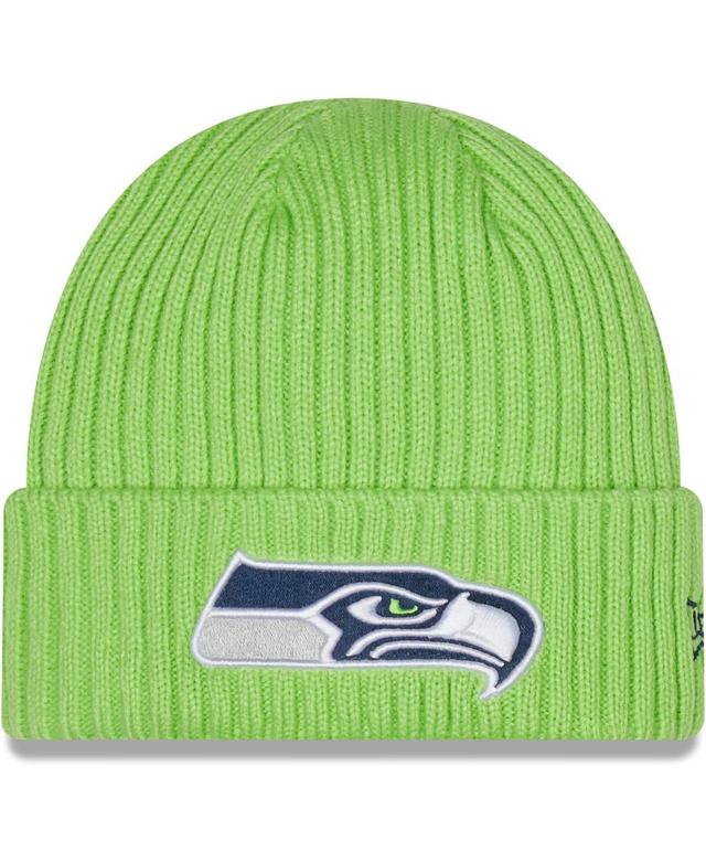 Mens Neon Green Seattle Seahawks Core Classic Cuffed Knit Hat Product Image