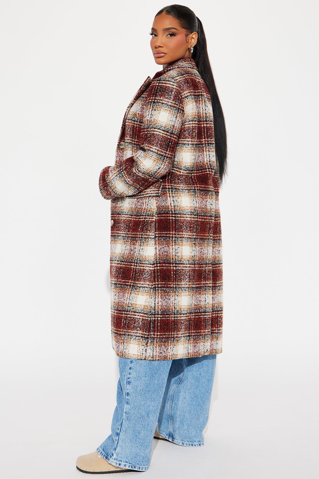 Across The Pond Plaid Trench - Red/combo Product Image