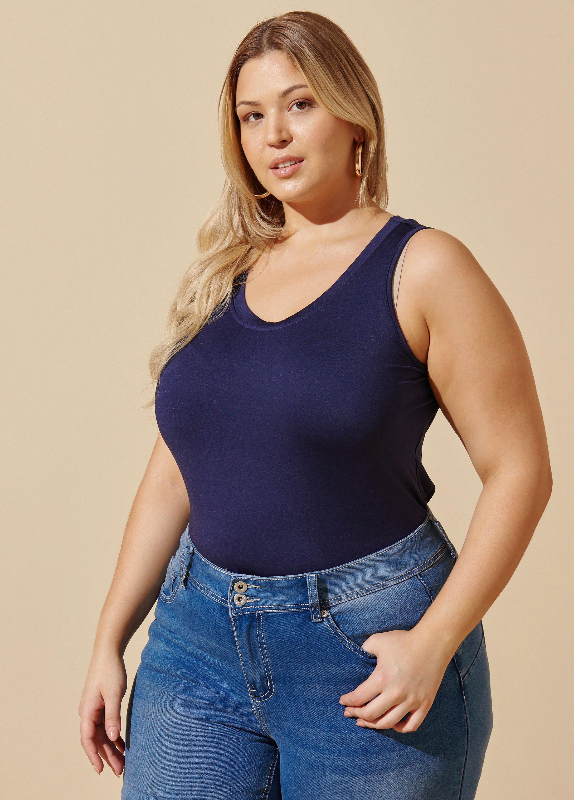 Plus Size Not Your Basic Knit Tank Top, PURPLE, 26/28 - Ashley Stewart Product Image