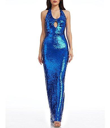 Womens Priscilla Sequin Halter Gown Product Image