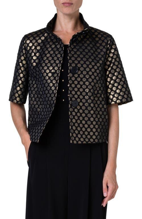 Akris punto Metallic Dot Jacquard Elbow Sleeve Jacket Product Image