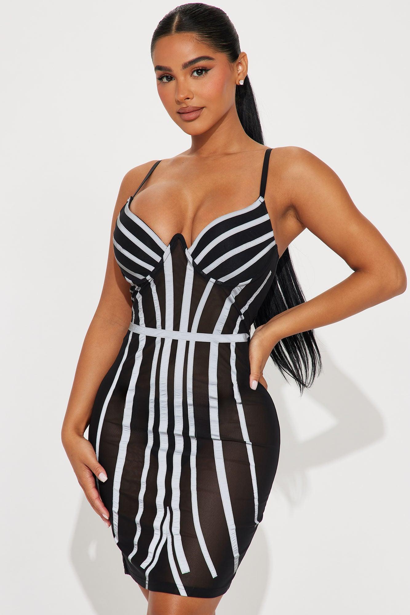 Electra Reflective Mesh Mini Dress - Black/combo Product Image