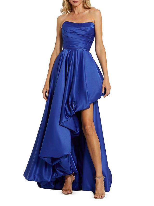 Womens Strapless High-Low Satin Gown Product Image