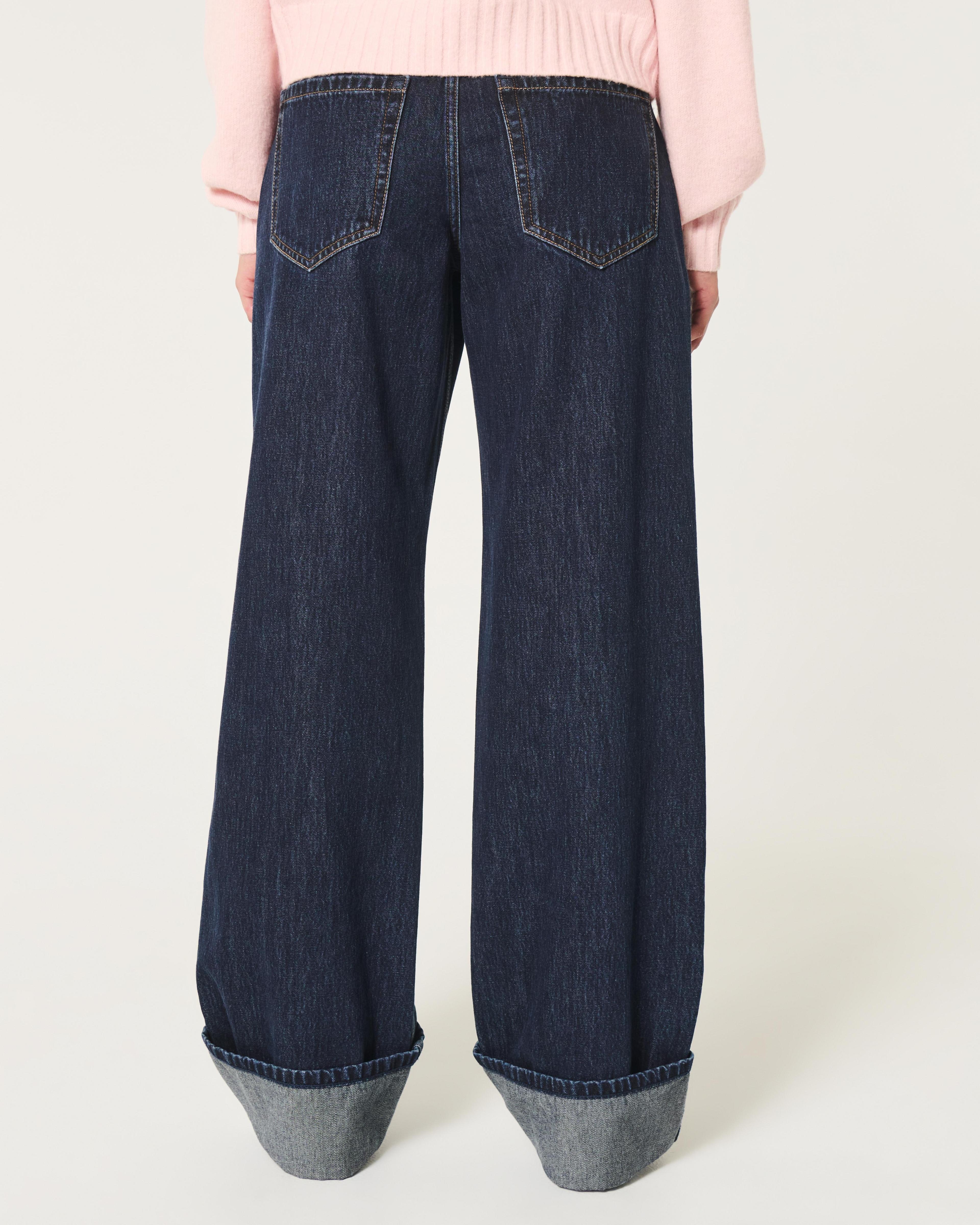 Low-Rise Dark Wash Baggy Jeans Product Image