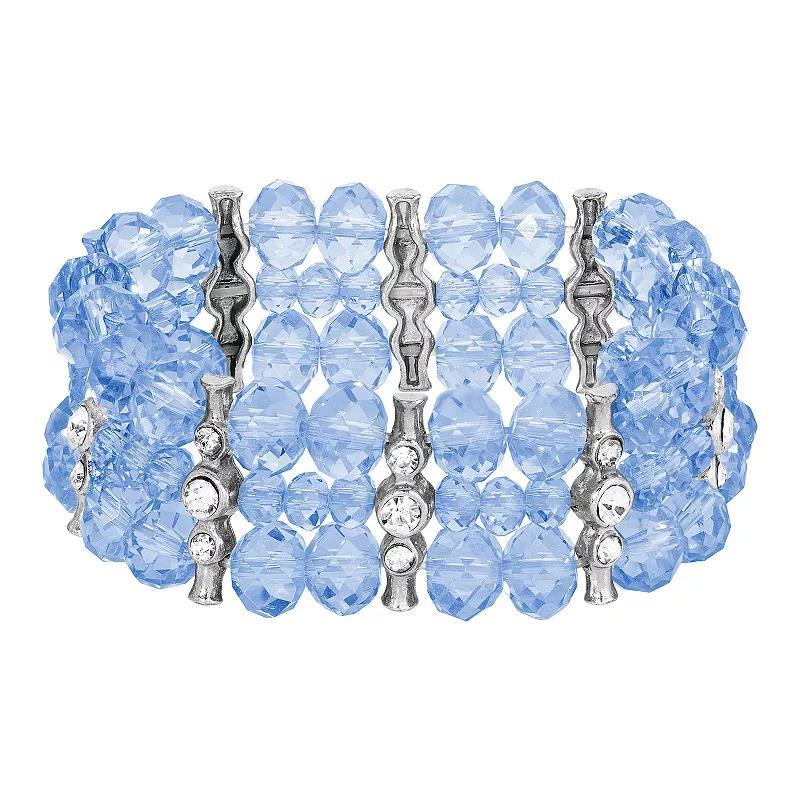 1928 3-Row Beaded Stretch Bracelet with Crystal Accent, Womens, Blue Product Image