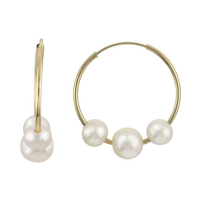 PearLustre by Imperial 10k Gold Freshwater Cultured Pearl Endless Hoop Earrings, Womens Product Image