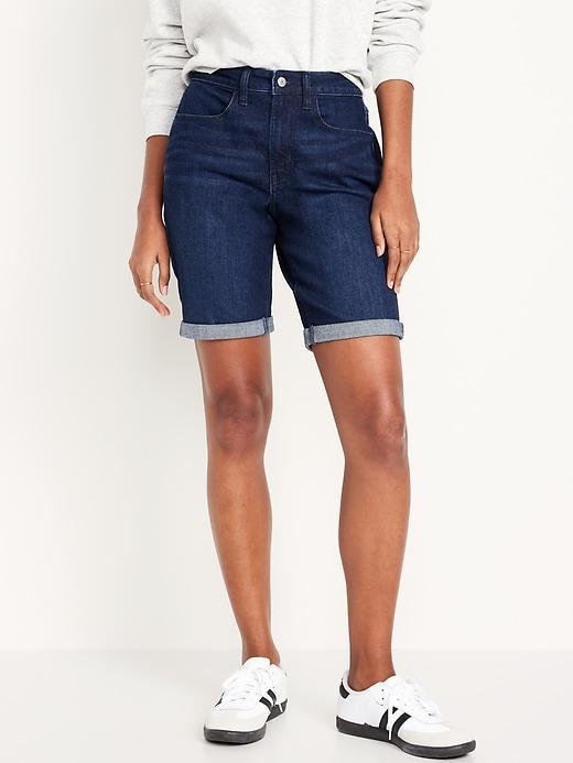 High-Waisted Wow Jean Shorts -- 9-inch inseam Product Image