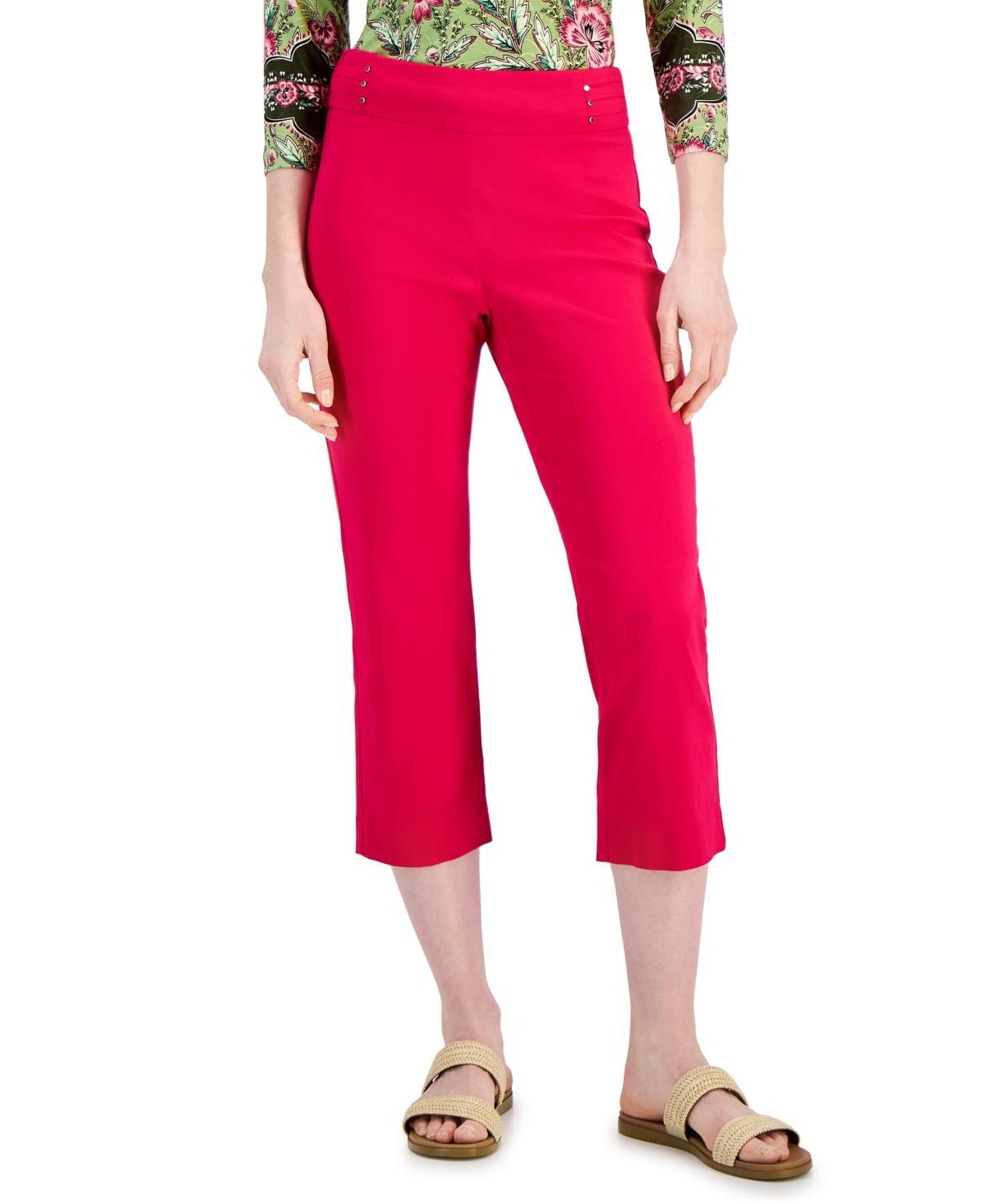 Women's Pull On Slim-Fit Rivet Detail Cropped Pants, Created for Macy's Product Image