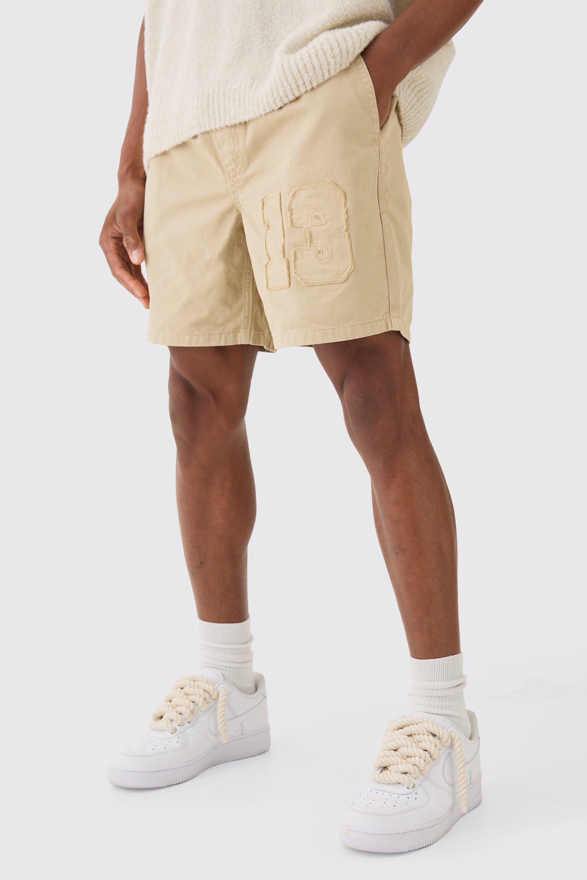 Elasticated Waist Applique Short Length Relaxed Shorts | boohooMAN USA Product Image