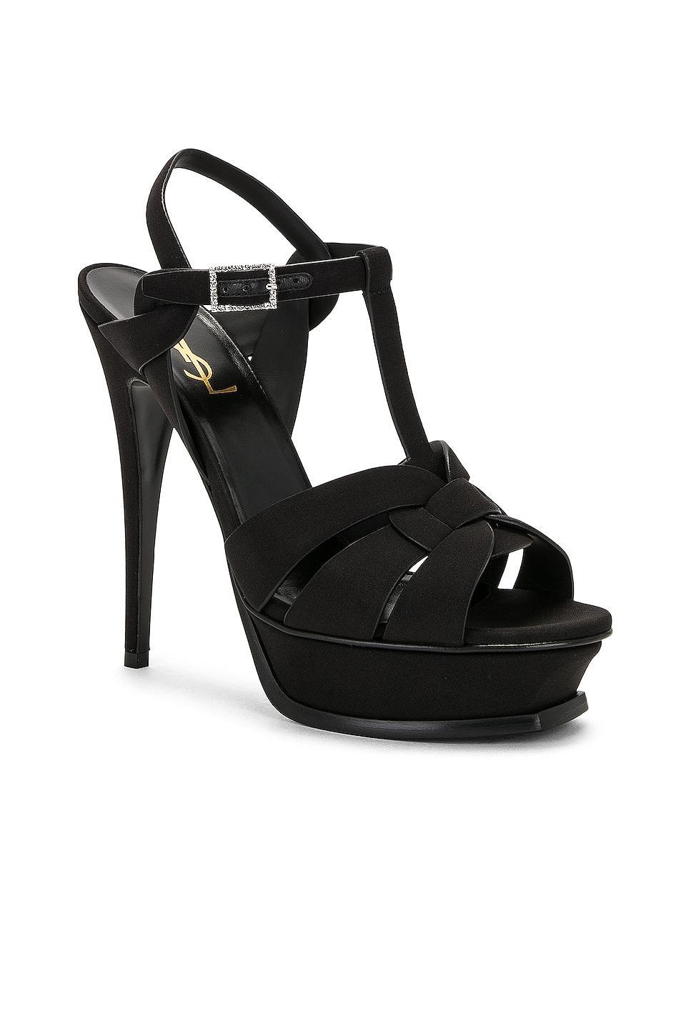 Saint Laurent Tribute Platform Sandal in Black Product Image