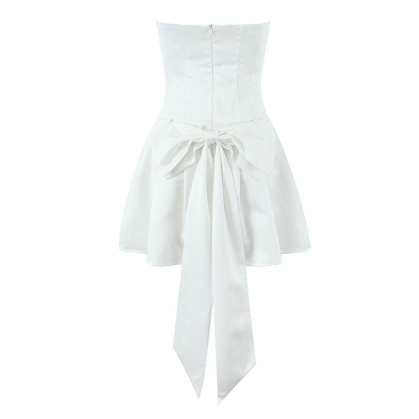 Plain Bow Back Mini A-Line Tube Dress Product Image