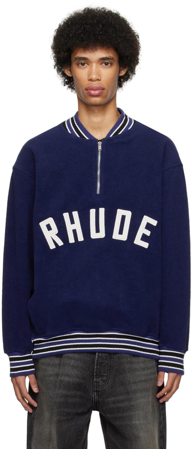 RHUDE Navy Varsity Sweater In Blue Product Image