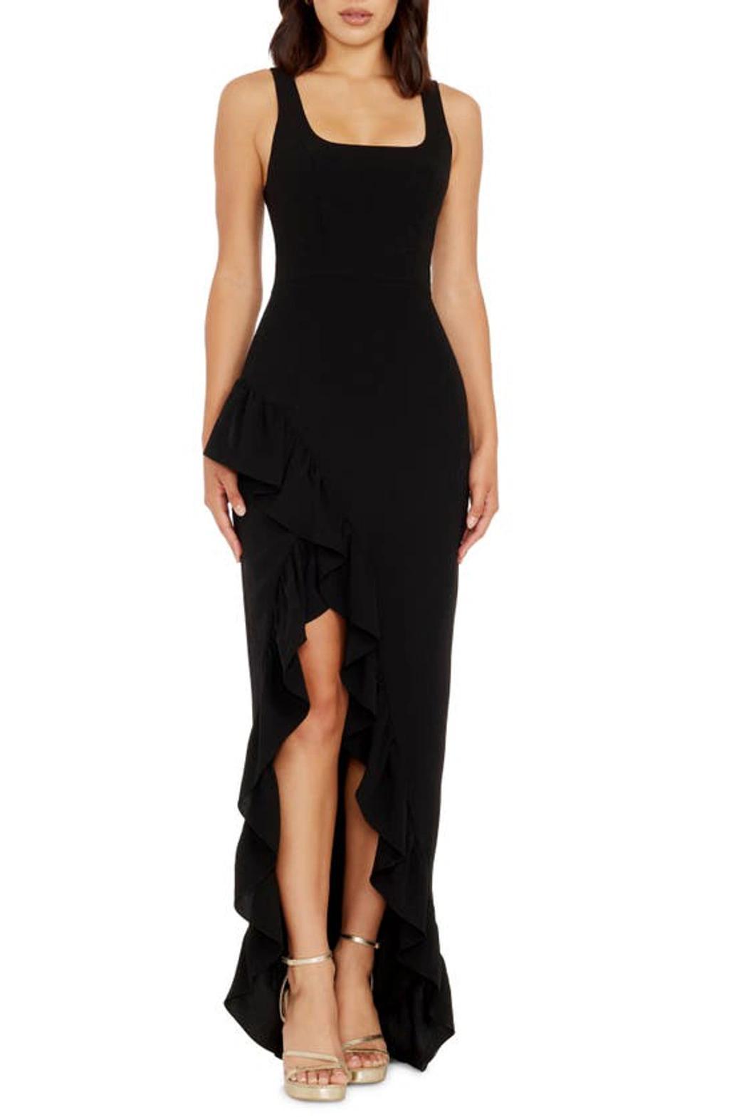 Women's Charlene Ruffled High-low Gown In Black Product Image