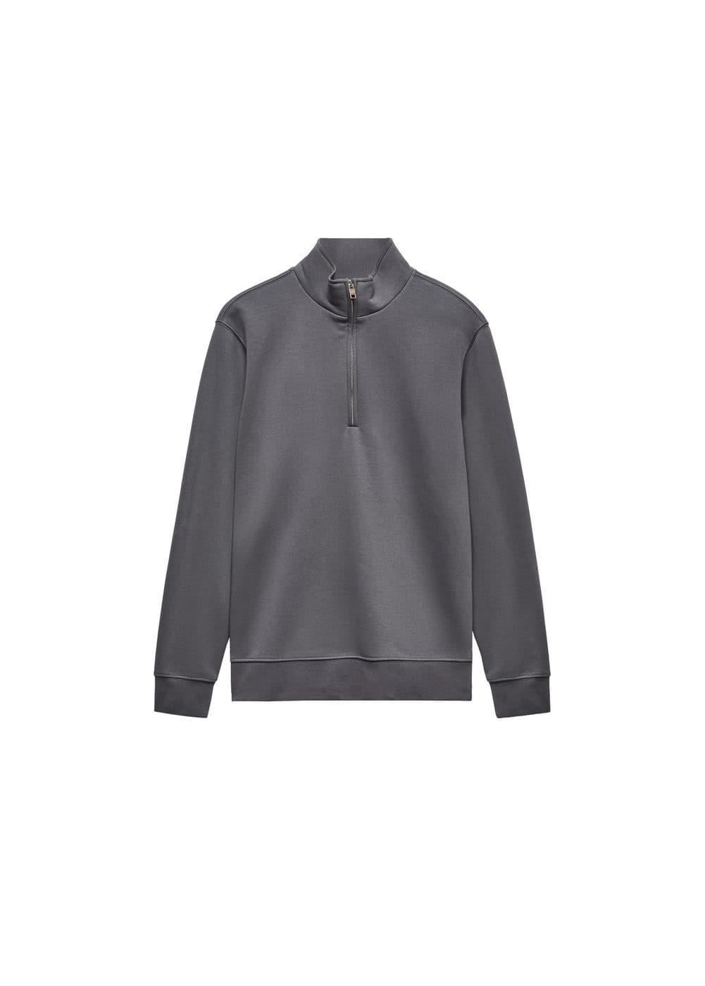 MANGO MAN - Cotton sweatshirt with zipper neck dark greyMen Product Image