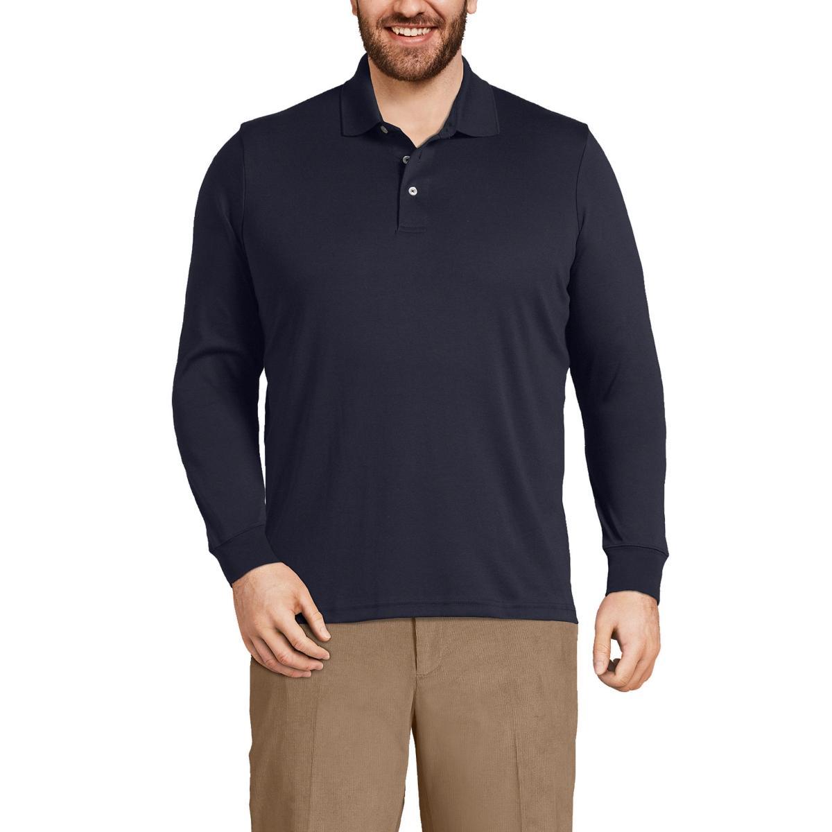 Lands End Mens Long Sleeve Cotton Supima Polo Shirt Product Image