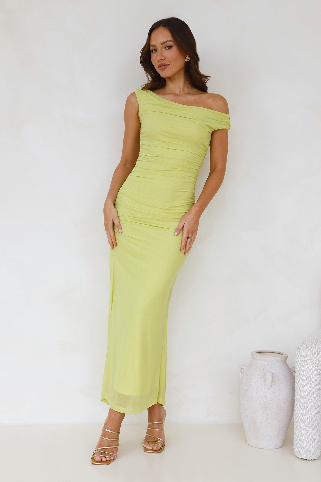 Old Love Off Shoulder Maxi Dress Lime product image