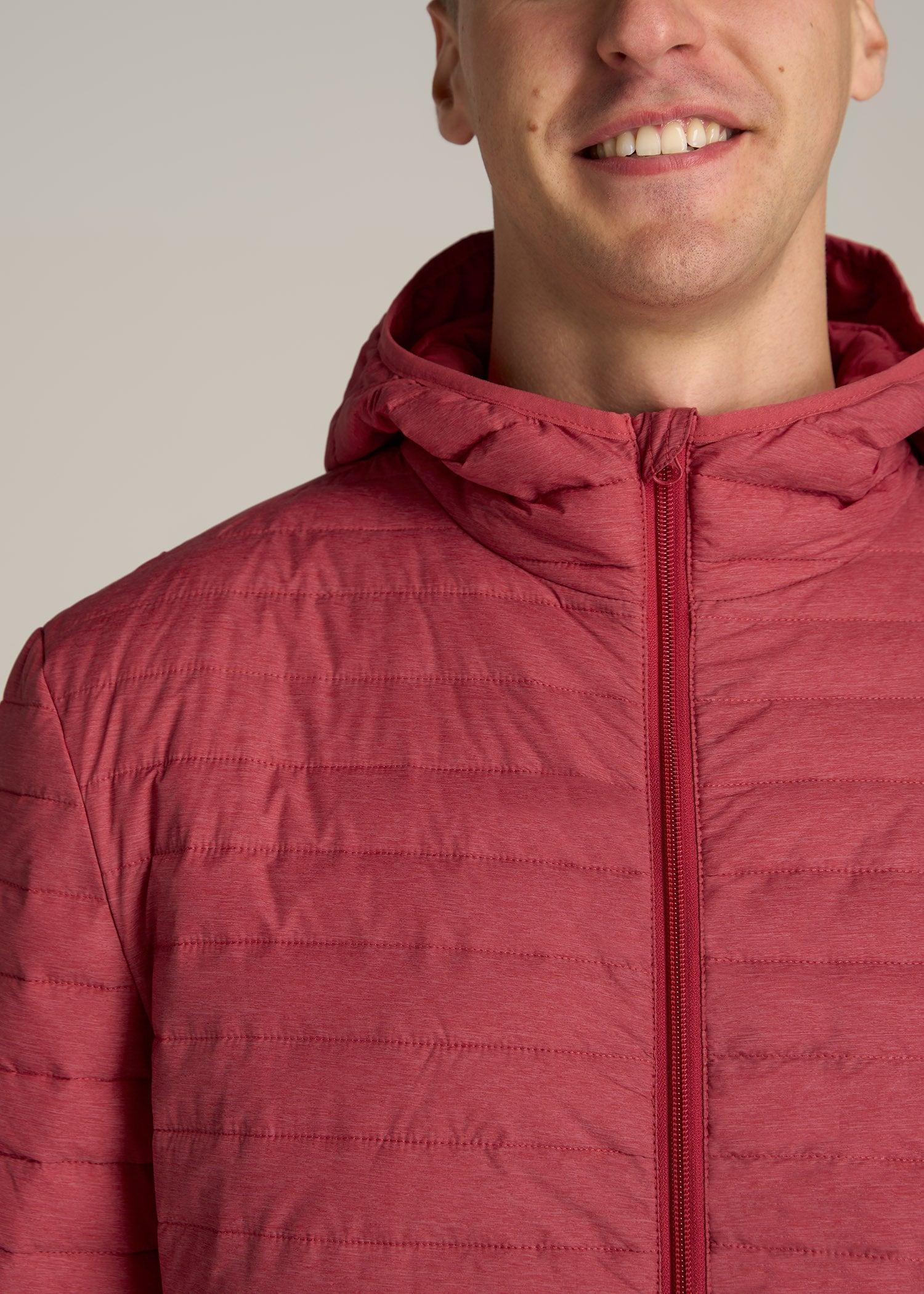 Tall Men's Packable Puffer Jacket in Red Space Dye Male Product Image