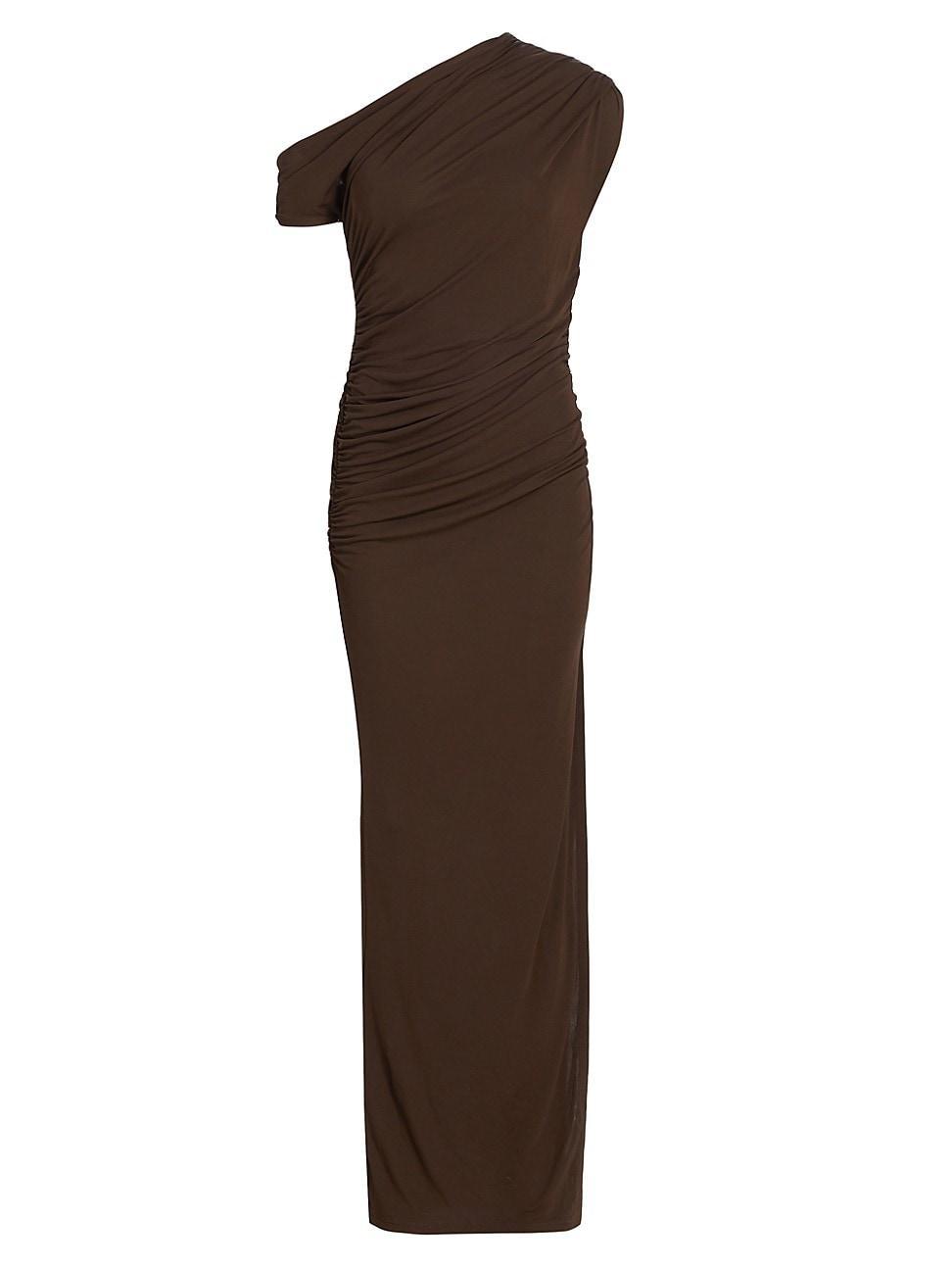 Womens Ruched Jersey One-Shoulder Maxi Dress Product Image