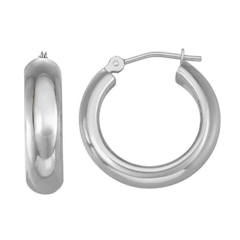 Unbranded 10k White Gold Wide Polished Hoop Earrings, Women's, Multicolor - Size: One Size Product Image