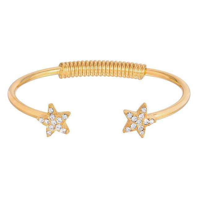 1928 Gold Tone Simulated Crystal Star Spring Bracelet, Womens, Gold Tone Clear Product Image