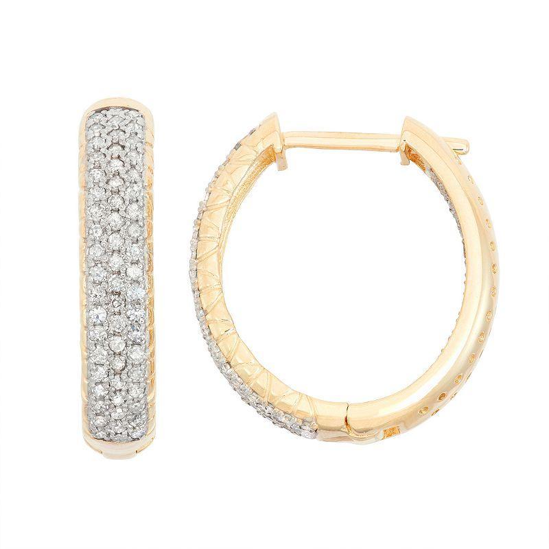 Tiara 10k Gold 1 Carat T.W. Diamond Inside-Out Hoop Earrings, Womens, White Product Image