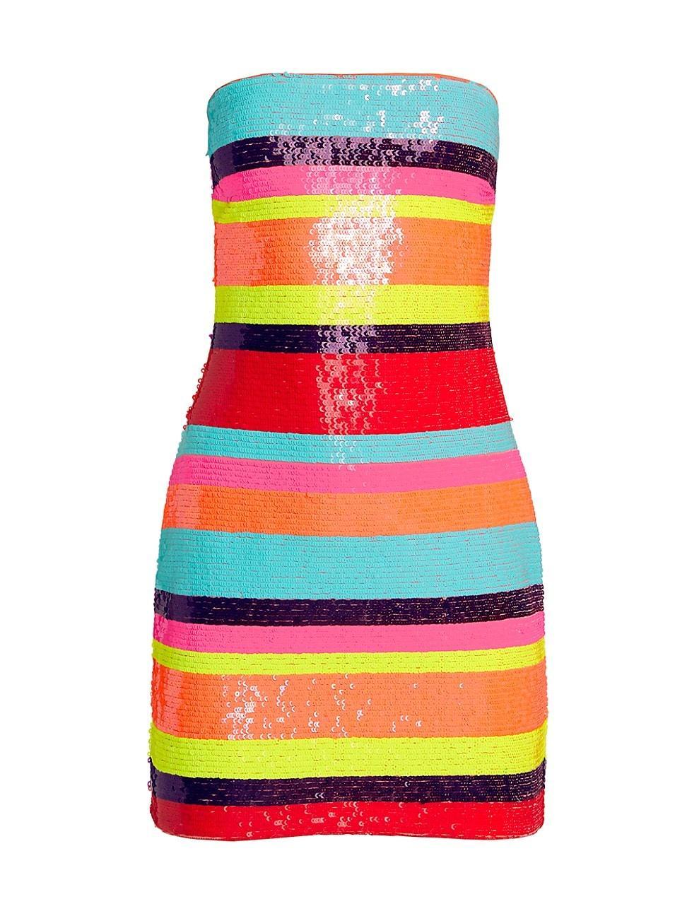 Womens Winnie Sequined Stripe Minidress Product Image