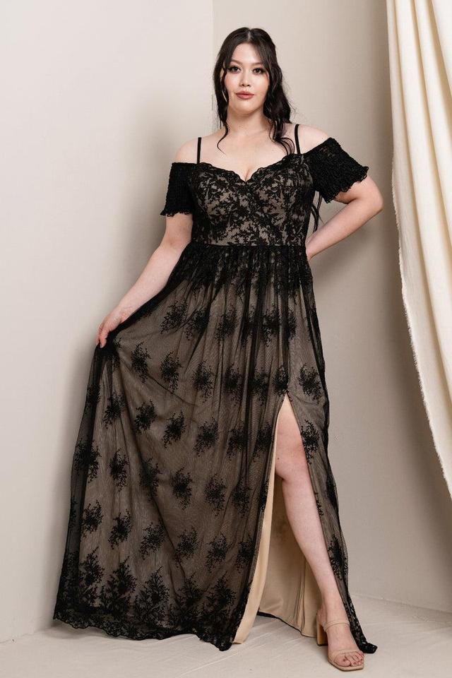 Off Shoulder Applique Lace Dress Product Image