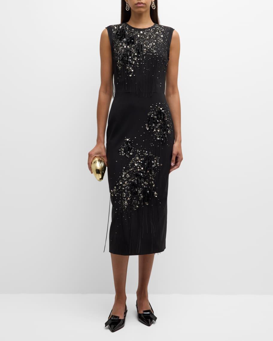 Fringe & Sequin-Embellished Midi Dress Product Image