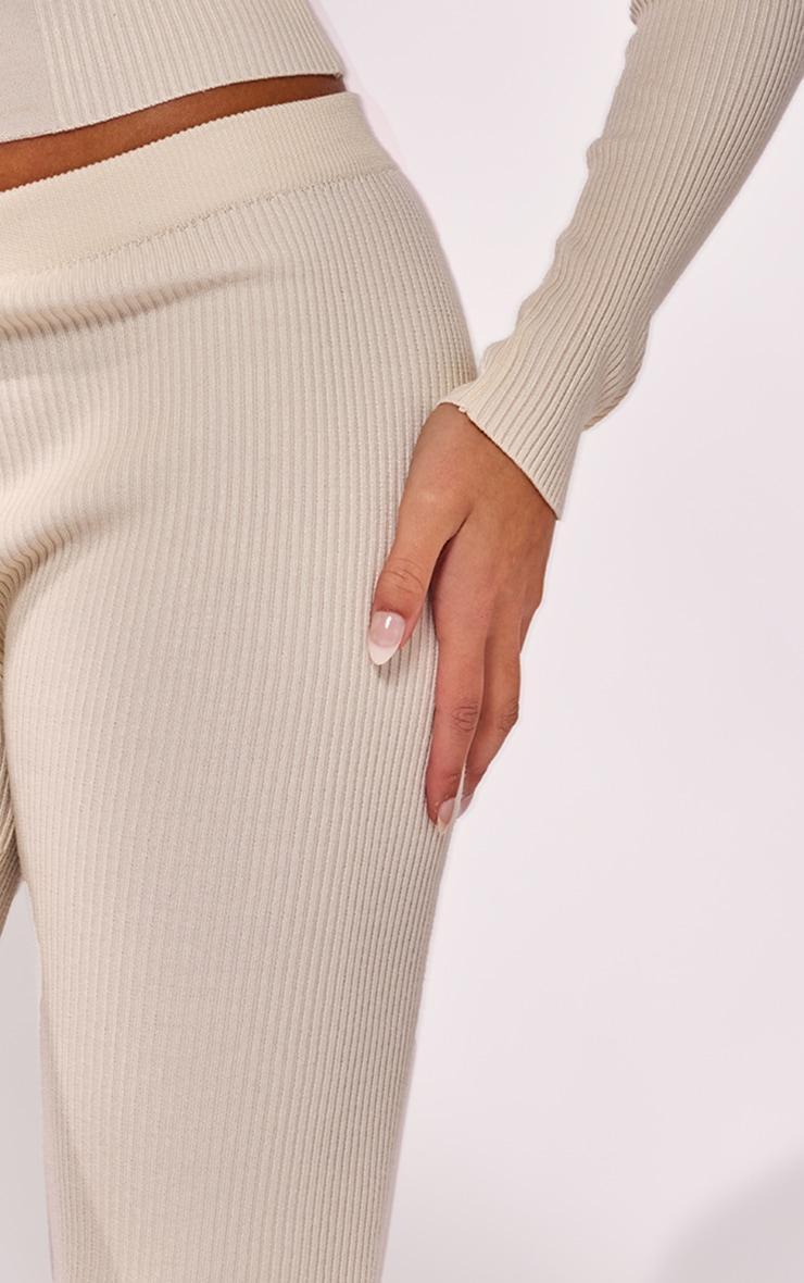 Cream Rib Knit Flared Pants Product Image