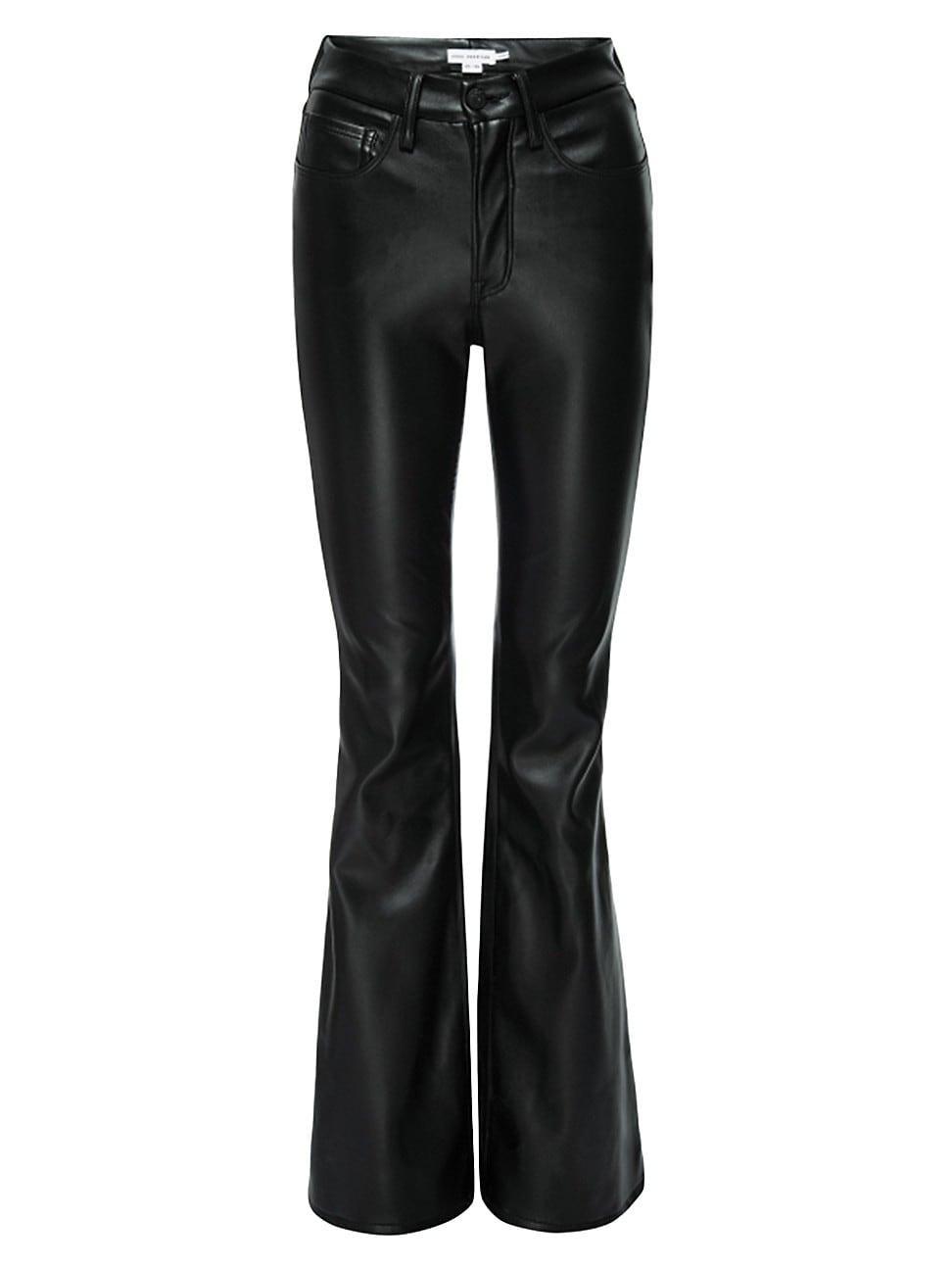 Womens Good Legs Flare Vegan Leather Pants | Black, Size 0 | Good American by Khlo Kardashian Product Image