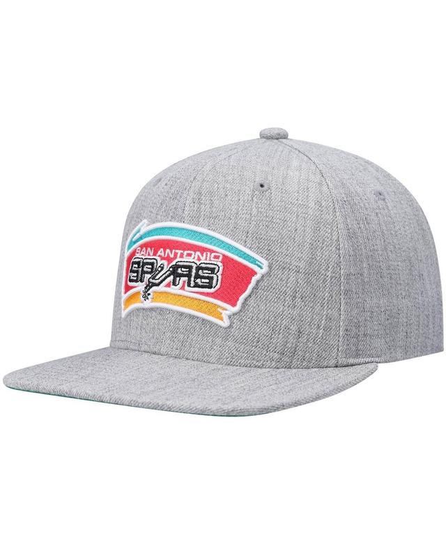 Mens Mitchell & Ness Heathered Gray San Antonio Spurs Hardwood Classics Team 2.0 Snapback Hat Product Image