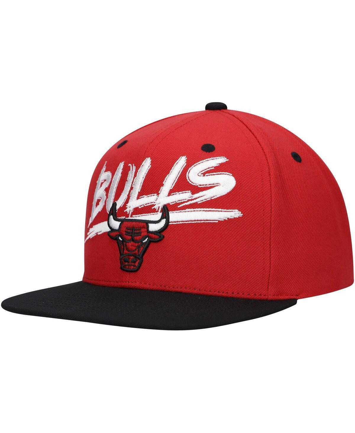 Mens Mitchell & Ness Red/Black Chicago Bulls Hardwood Classics Soul Transcript Snapback Hat Product Image