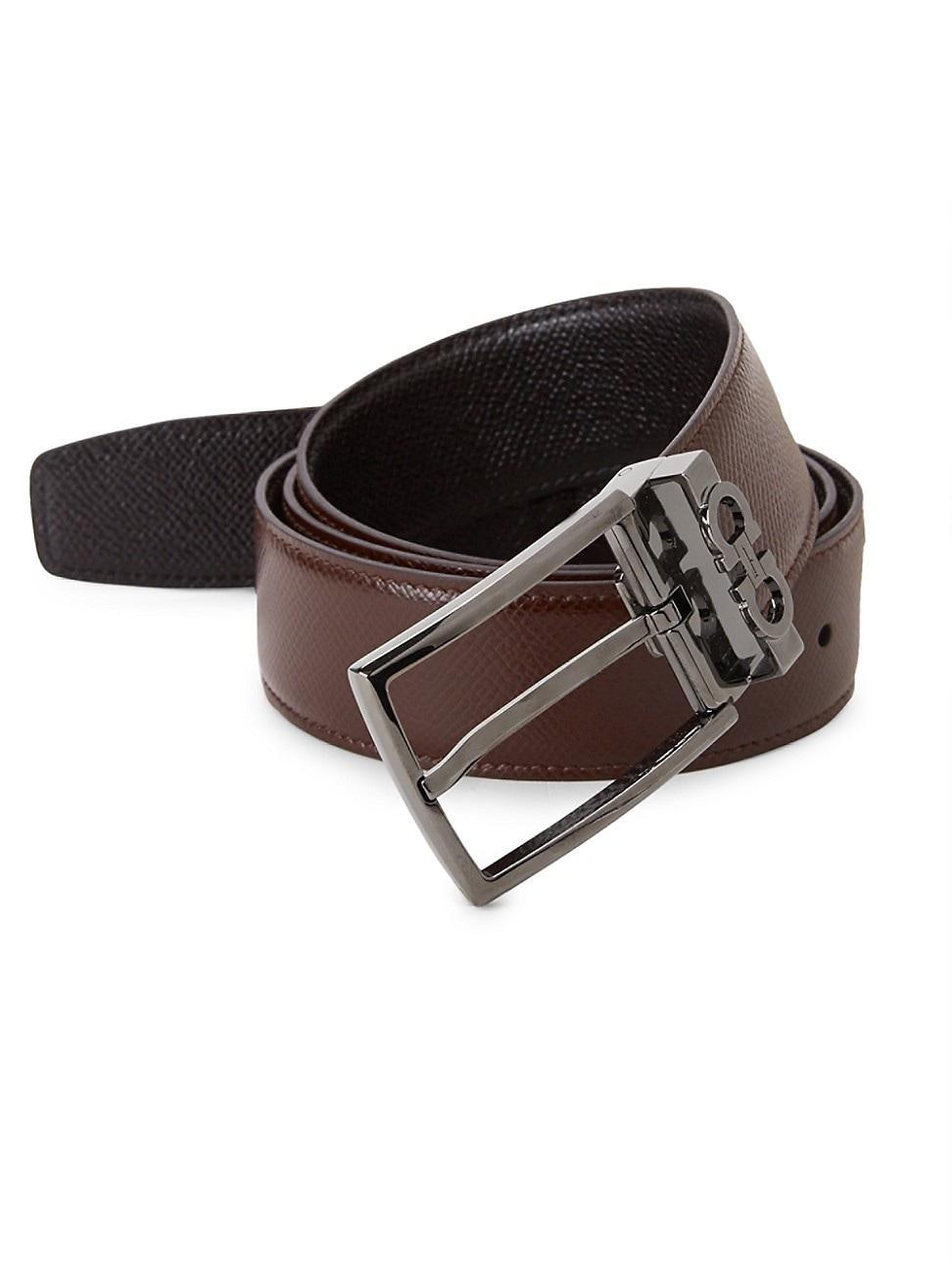 Men's Reversible Textured Leather Belt with Classic Buckle Product Image