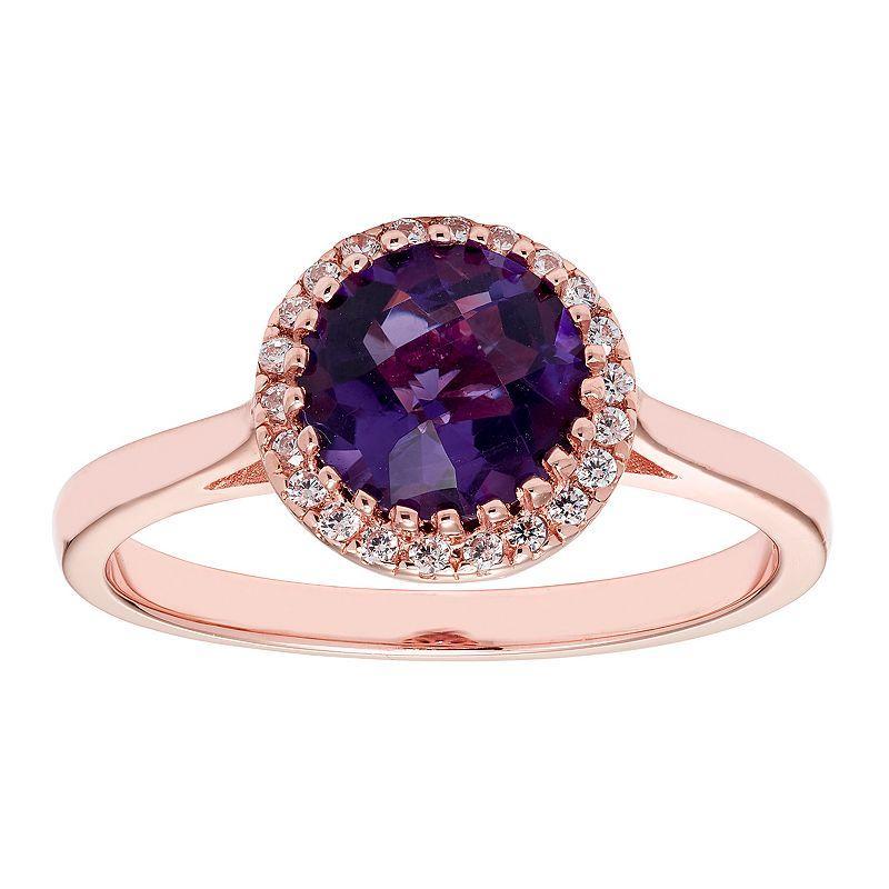 10K Gold & 1/10 Carat T.W. Diamond Amethyst Ring, Womens Pink Product Image