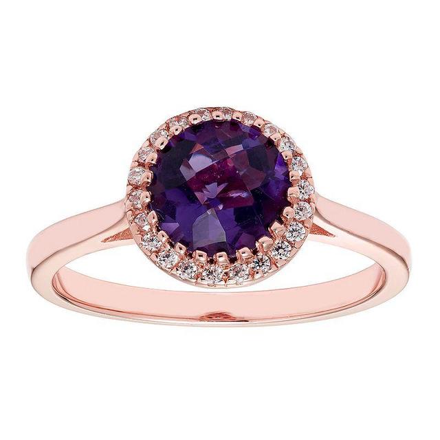 10K Gold & 1/10 Carat T.W. Diamond Amethyst Ring, Womens Pink Product Image