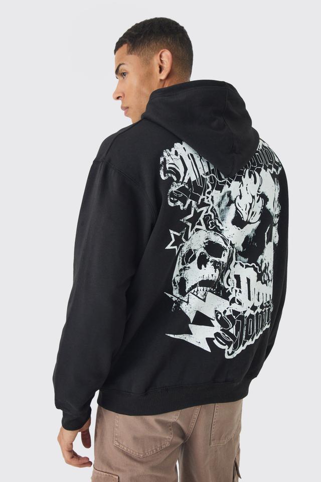 Oversized Skull Back Print Hoodie | boohooMAN USA Product Image