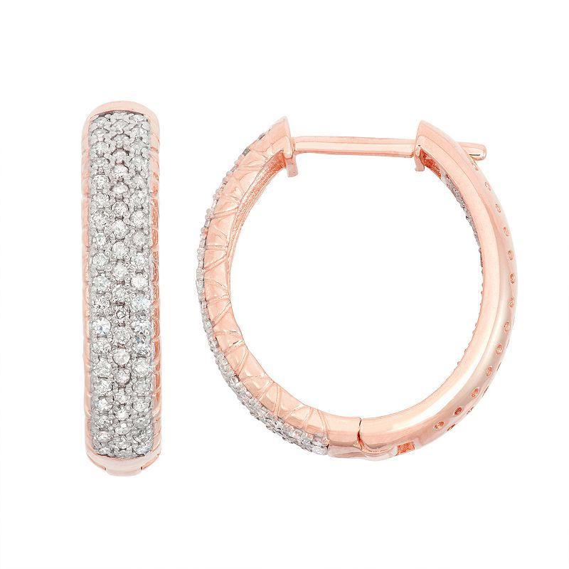 Tiara 10k Gold 1 Carat T.W. Diamond Inside-Out Hoop Earrings, Womens, 10k Rose Gold Product Image