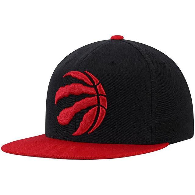 Mens Mitchell & Ness Black/Red Toronto Raptors Two-Tone Wool Snapback Hat, RPT Black Product Image