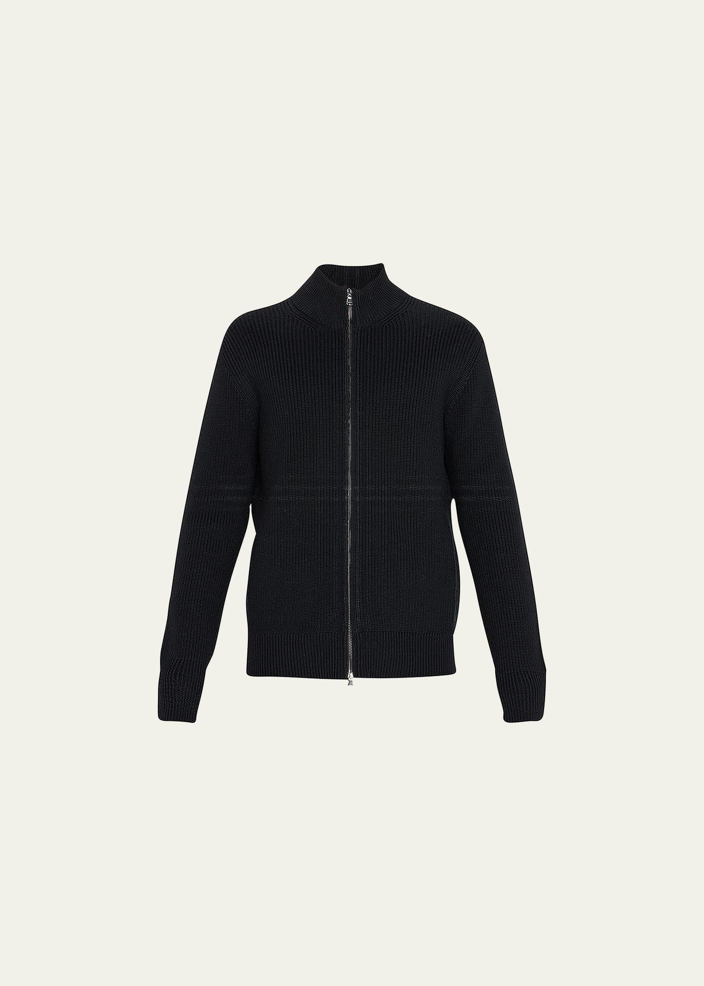 Mens Mock Neck Rib-Knit Zip Jacket Product Image