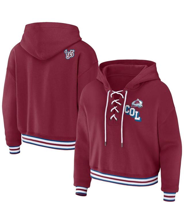 Womens Wear by Erin Andrews Burgundy Colorado Avalanche Lace-Up Pullover Hoodie Product Image