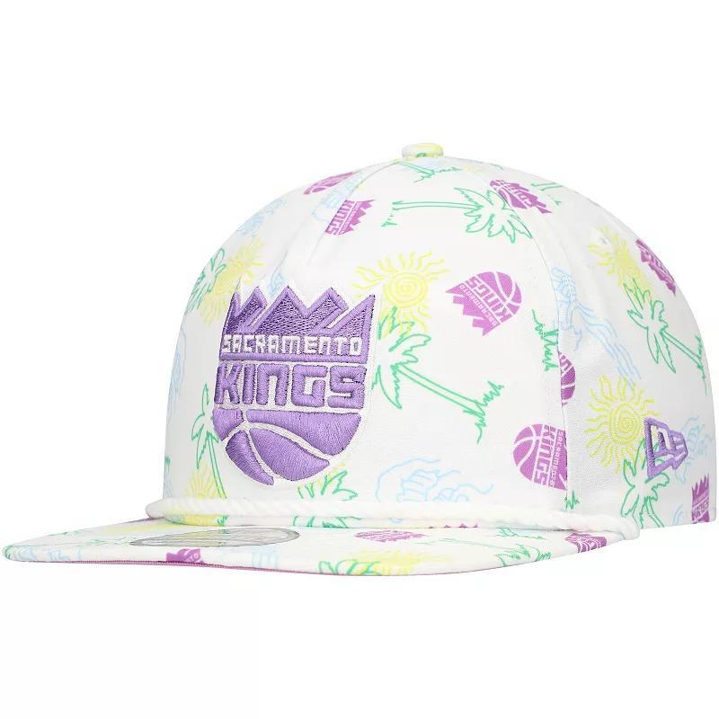 Mens New Era White Sacramento Kings Palm Trees and Waves Golfer Adjustable Hat Product Image