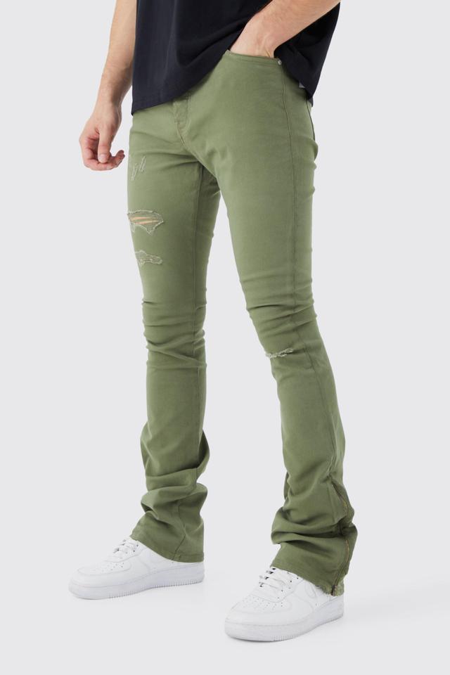 Tall Fixed Waist Rip And Repair Zip Gusset Pants | boohooMAN USA Product Image