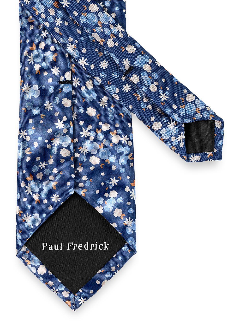 Floral Woven Silk Tie - Blue Product Image