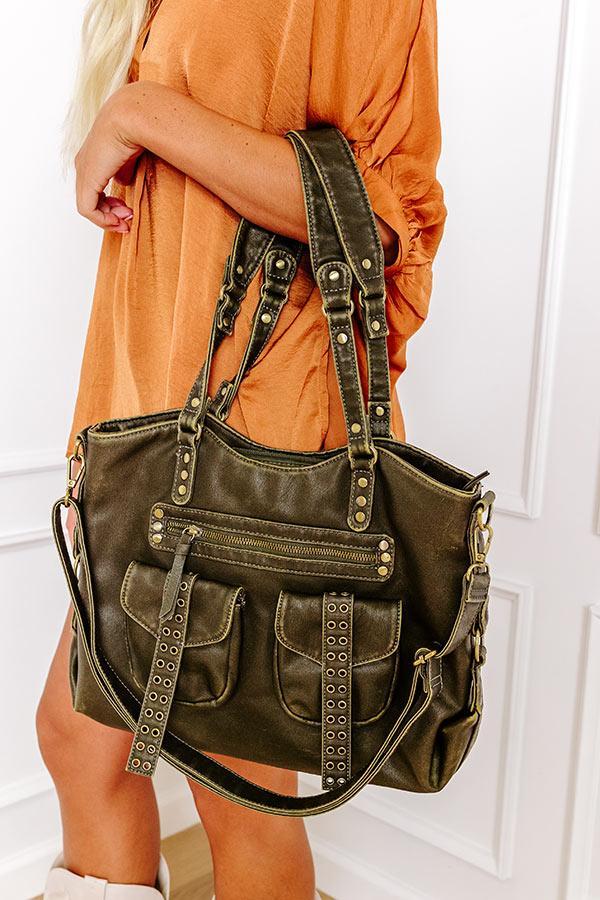 Wisteria Avenue Faux Leather Tote In Martini Olive Product Image