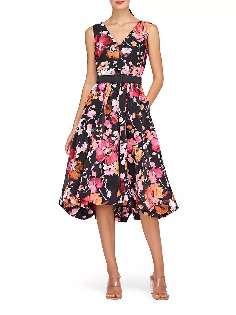 Viola Floral Organza Bubble-Hem Midi-Dress Product Image